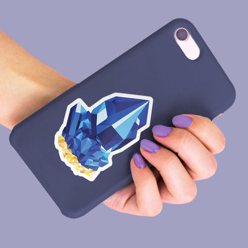 Blue Sapphire Crystal Premium Vinyl Sticker, Gift for Virgo,  Bohemian Art Laptop Decal, Stocking Stuffer